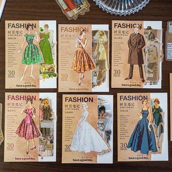 1950 Vintage Fashion Waterproof Sticker Pack - Picture 8 of 12